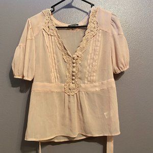 Apt 9 Pale Pink Crochet Top w/ Tie Back